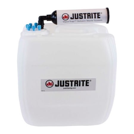 Justrite Justrite VaporTrap UN/DOT Carboy W/ Filter Kit, HDPE, 13.5-Liter, 6 Ports 12838